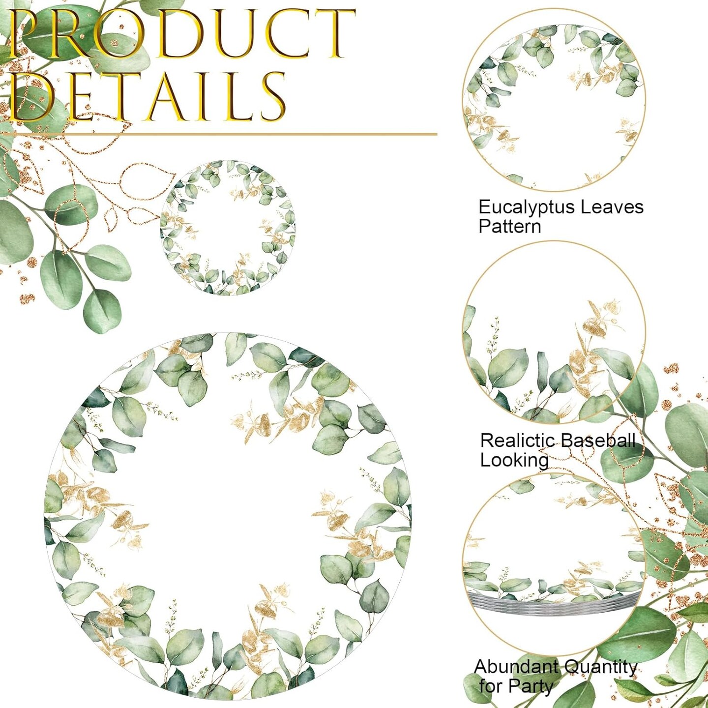 100 Pcs Eucalyptus Leaves Disposable Paper Place Mat Coaster Set Green Round Table Place Mat Paper