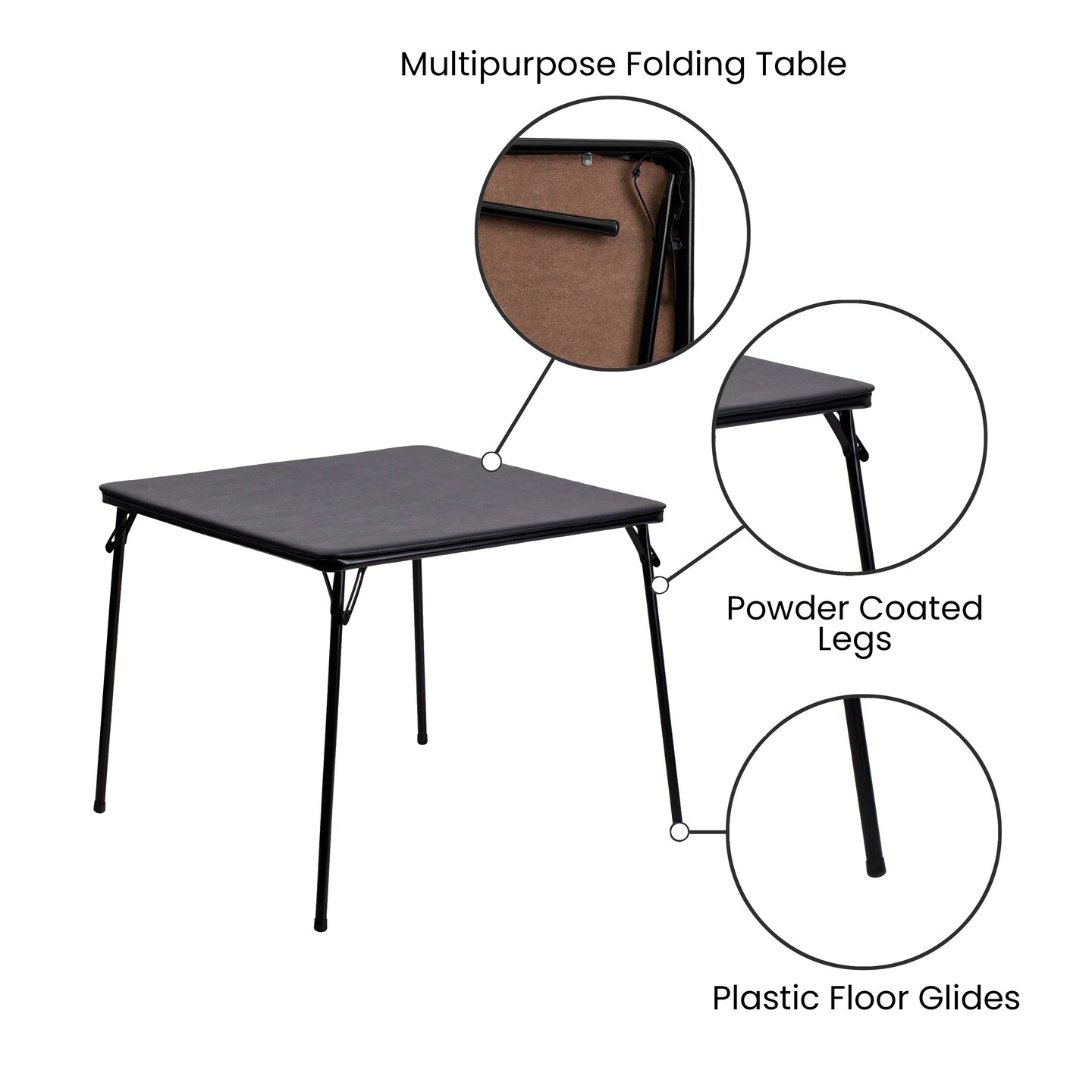 Emma and Oliver Foldable Card Table with Vinyl Table Top - Game Table - Portable Table