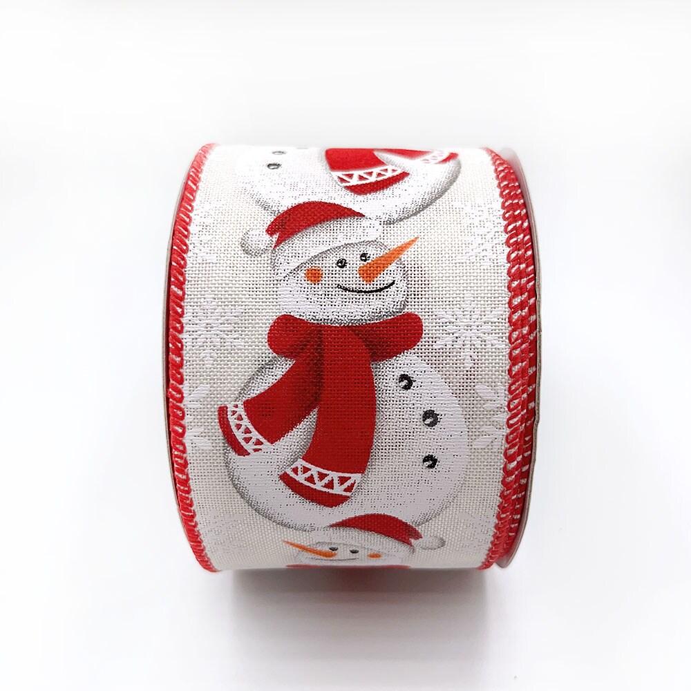 Designer’s Shop WR 63-5174 Christmas Holiday Snowman wired edge ribbon 2.5” x 10 yard