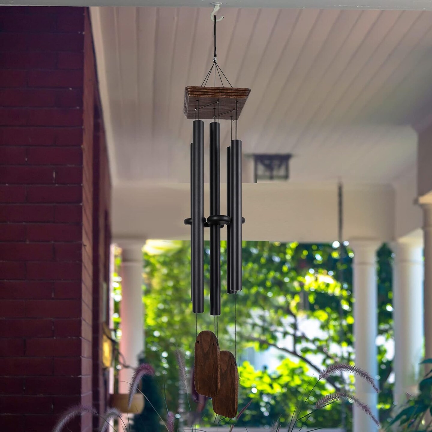 48&#x22; Large Wind Chimes for Outside Deep Tone, Wood Wind Chimes Outdoor Clearance, Memorial Gifts for Mother&#x27;s Day and Christmas, Outdoor Decor for Garden, Patio, Yard(Big Wind Chime, Black)