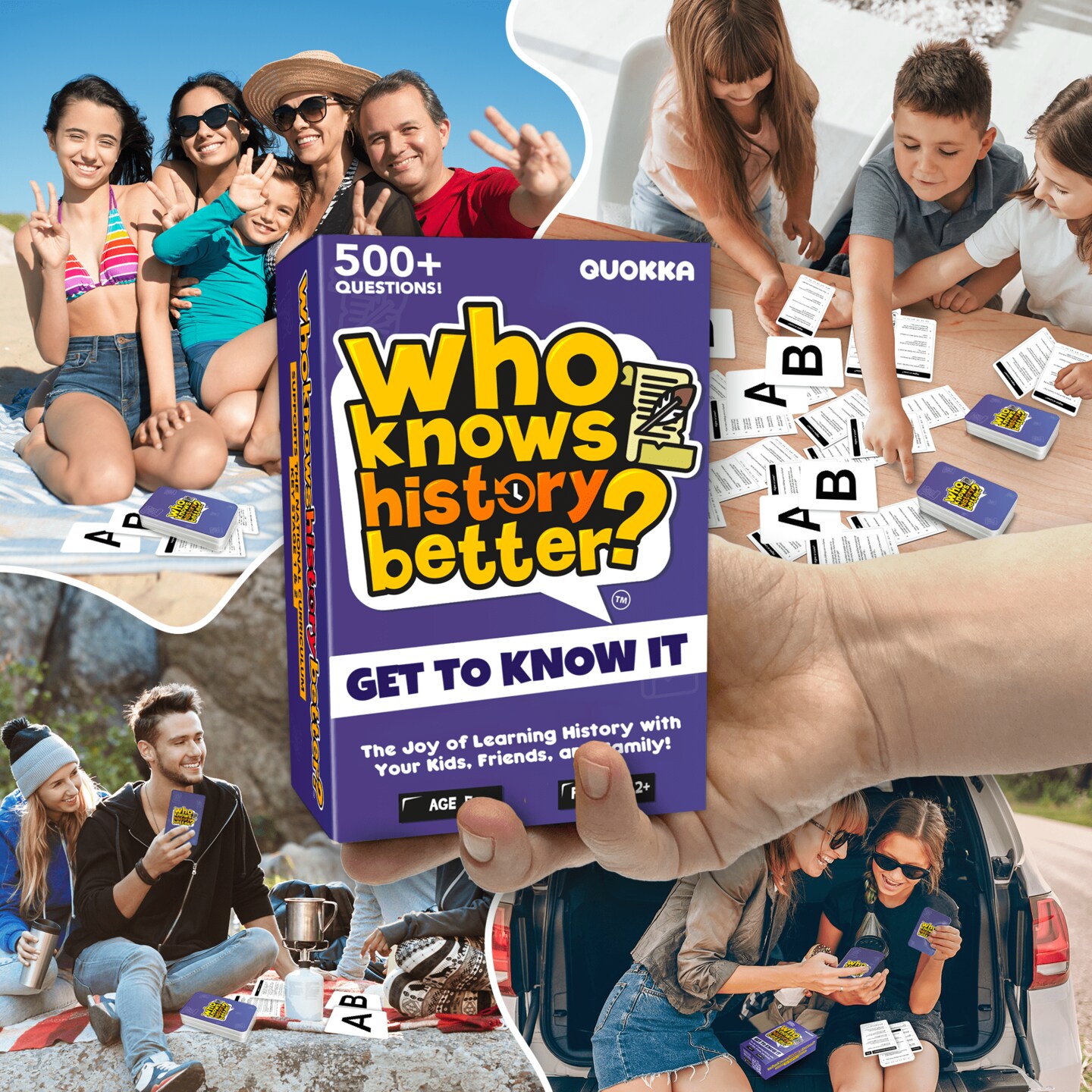 QUOKKA History Trivia Family Game - Card Board Game for Kids Ages 8-12 &#x26; Adults - Educational Questions | Easy to Learn | Fast Paced - Fun Learning Quiz for Road Trip