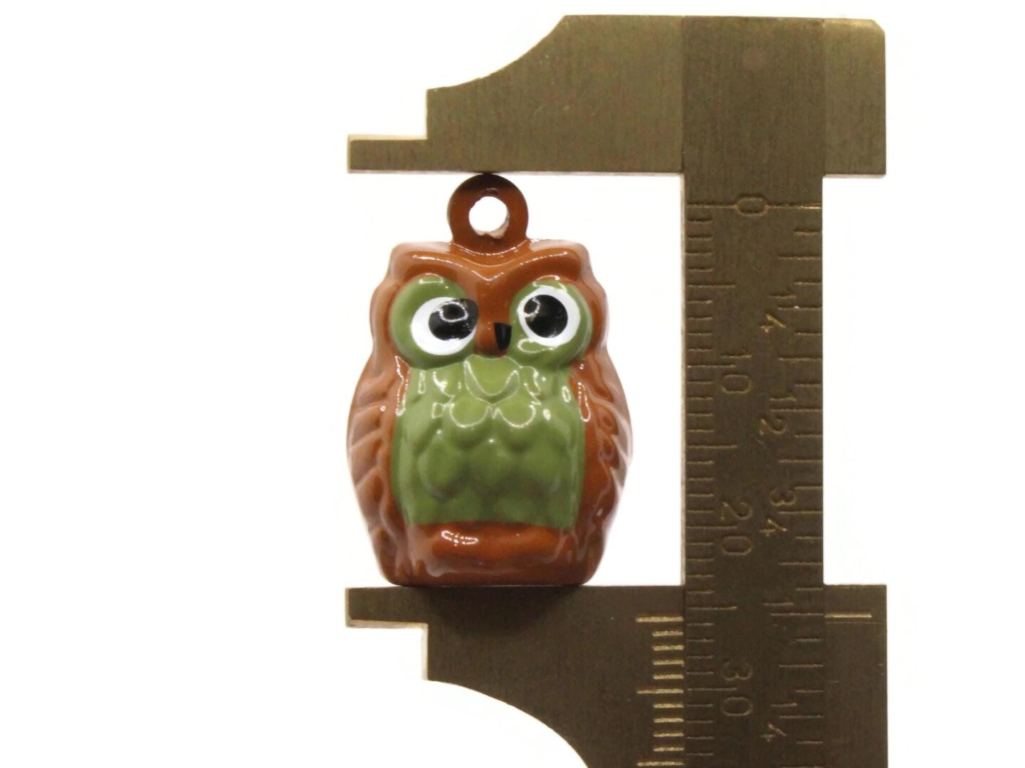 2 26mm Brown Owl Brass Bell Charms