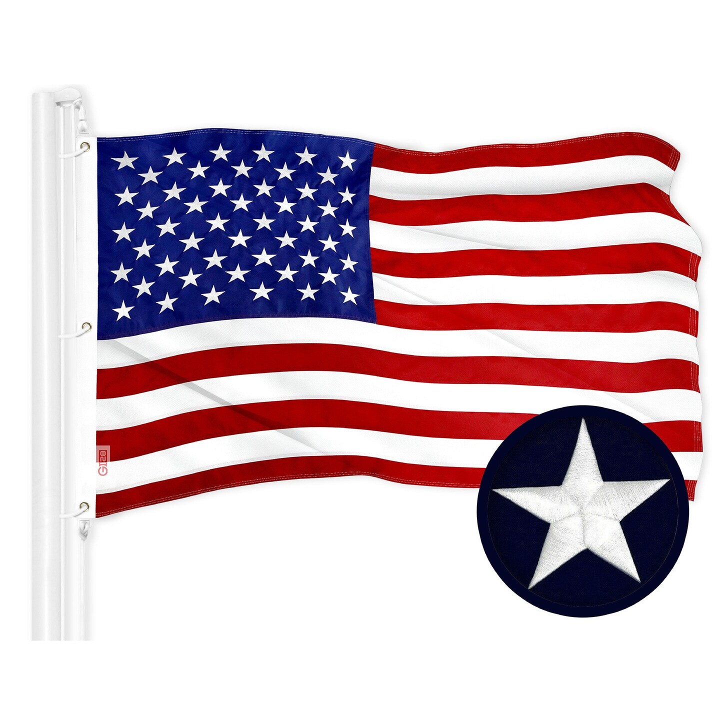 G128 Combo Pack: American USA Flag 5x8 Ft &#x26; Canada Canadian Flag 5x8 Ft | Both ToughWeave Series Embroidered 300D Polyester, Embroidered Design, Indoor/Outdoor, Brass Grommets