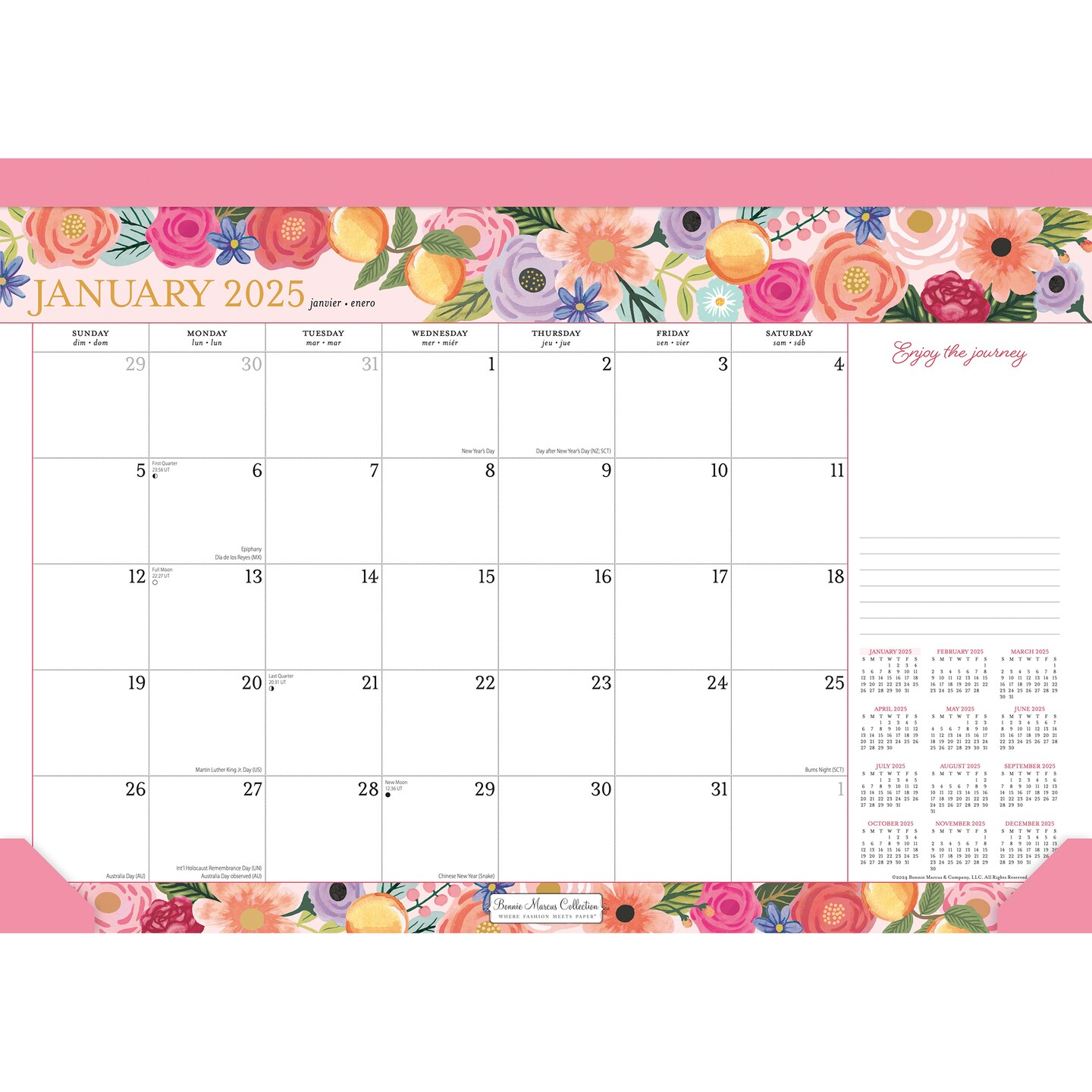 Bonnie Marcus OFFICIAL | 2025 17 x 12 Inch Monthly Desk Pad Calendar | BrownTrout | Fashion Designer Stationery