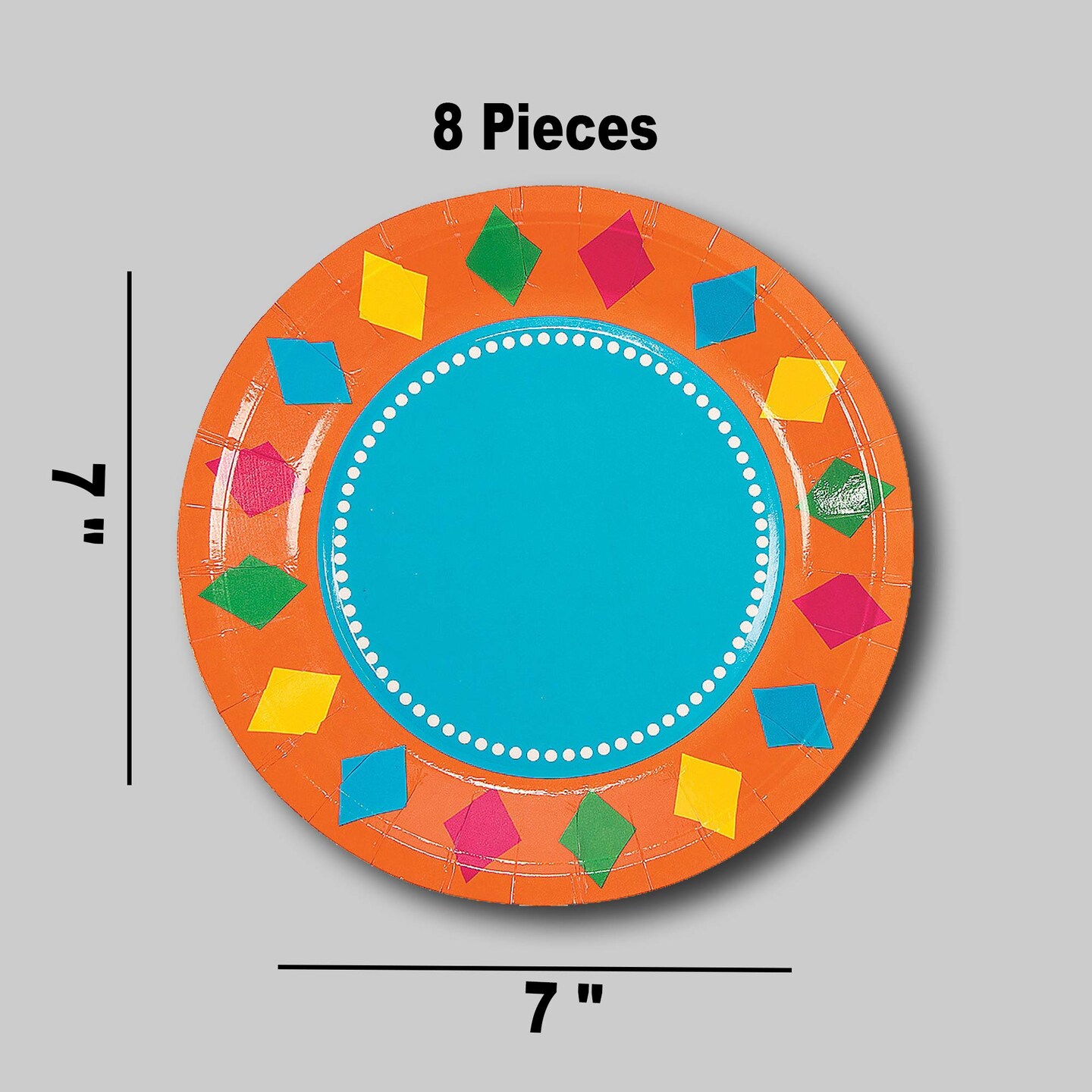 Fiesta Party Paper Dessert Plates 8 Ct. Bright Cinco de Mayo Party Tableware