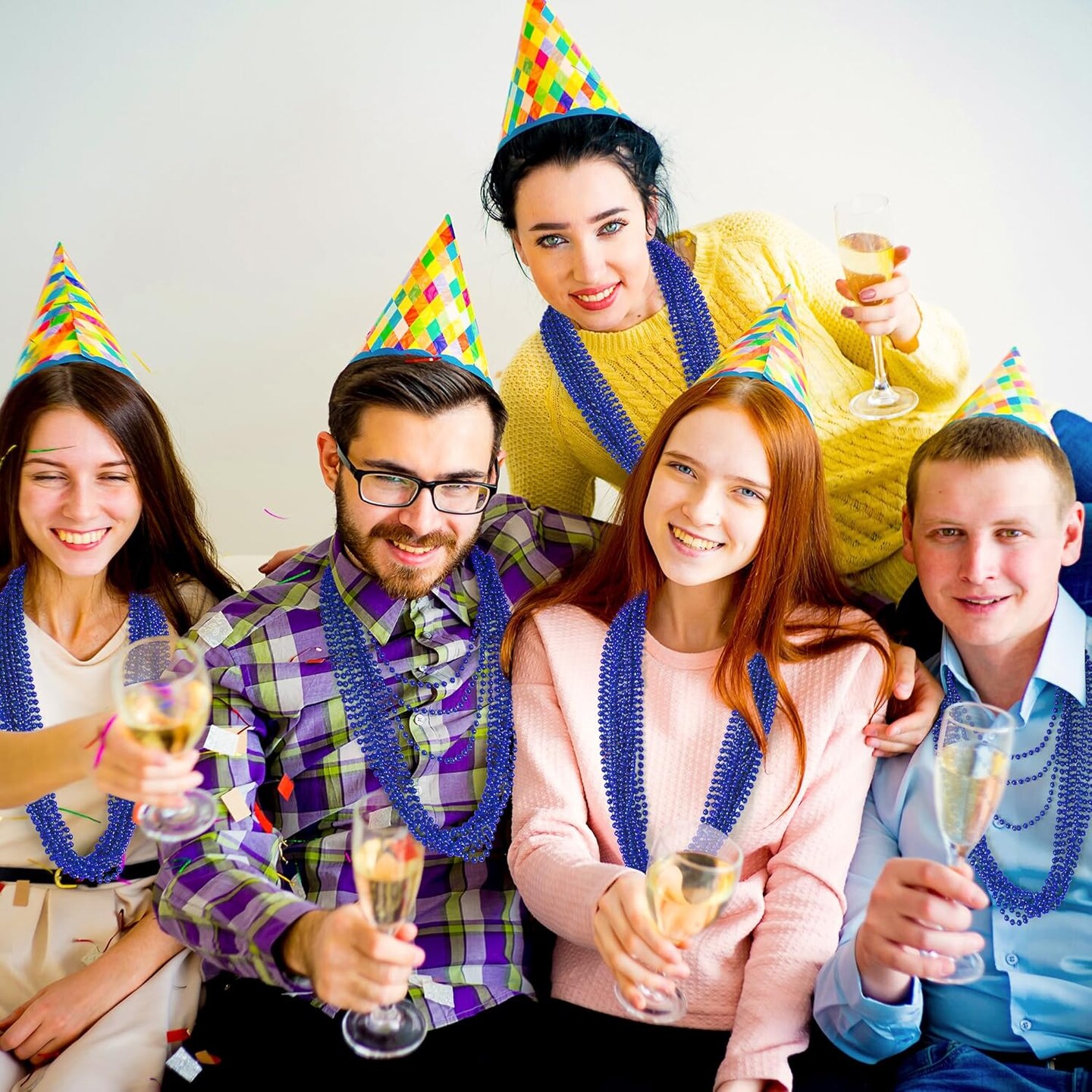 200 PCS Beaded Necklace, 33" Mardi Gras Beads, Blue Bead Necklace, Mardi Gras Accessories, Parade Beads