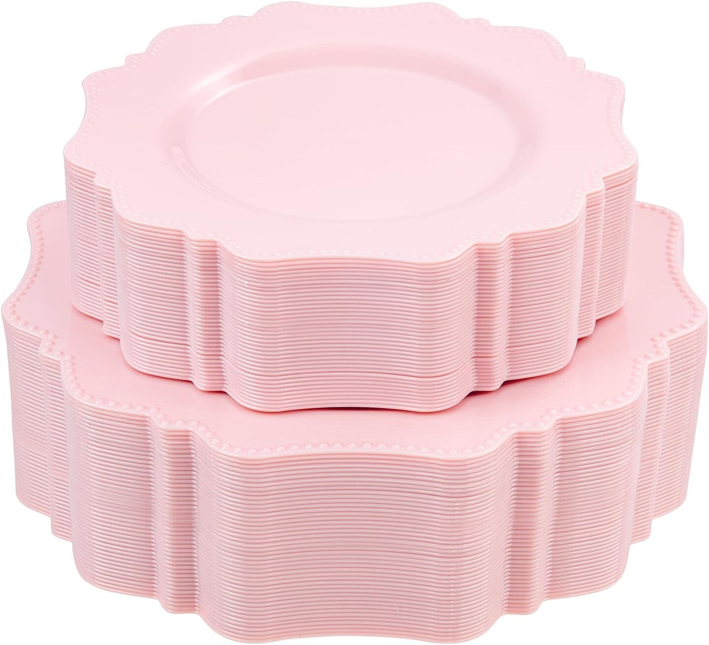 Disposable Pink Party Plastic Plates Set, 60 Pack (30 Guest) Dinner & Salad/Dessert Plate(Pink)