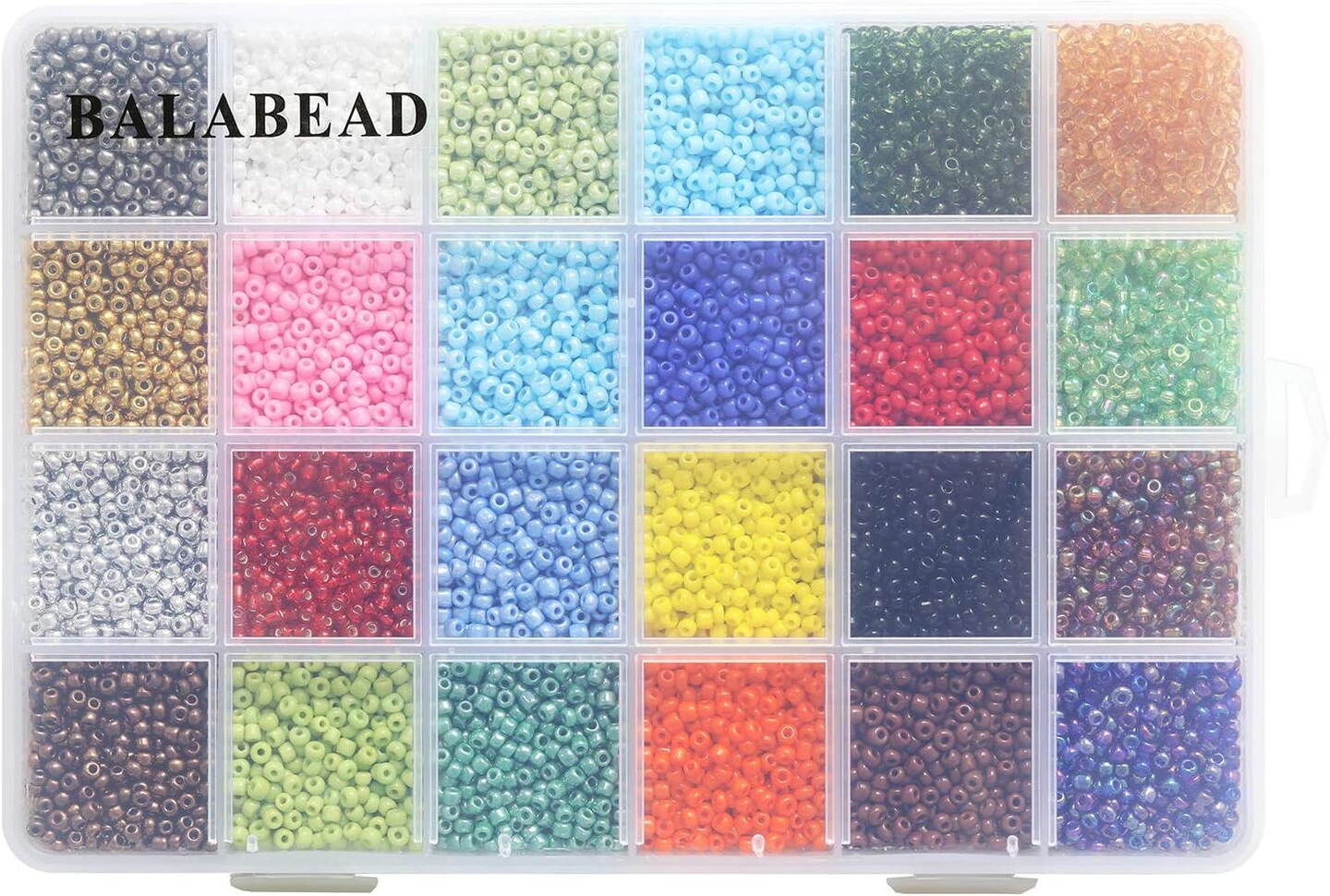 8/0 Glass Seed Beads About 7200pcs in Box Size 3mm Seed Beads for Bracelet Making (300pcs/Color, 24 Colors)