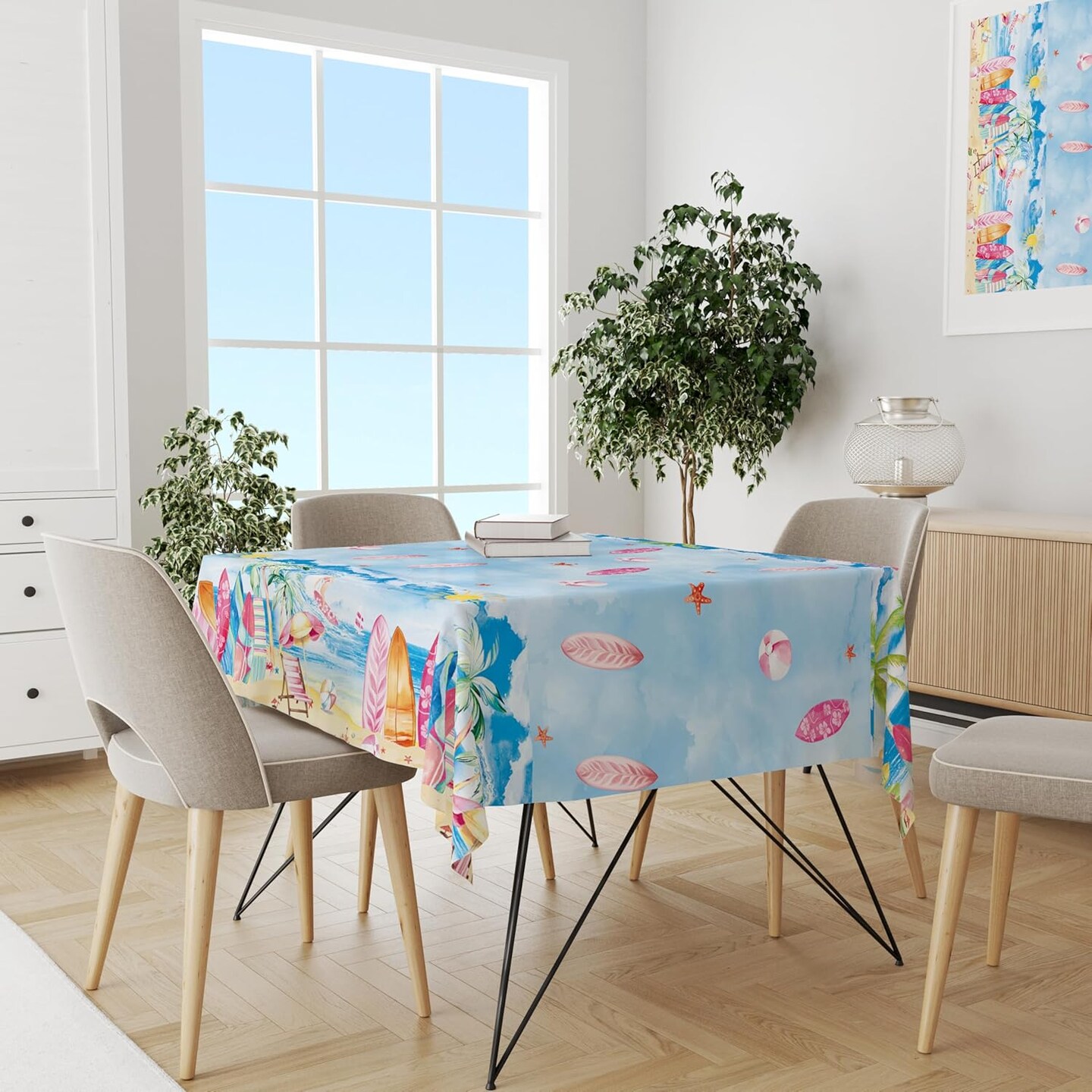 2Pcs Vintage Surfing Surfboard Tablecloths Summer Surfing Birthday Party Table Decorations