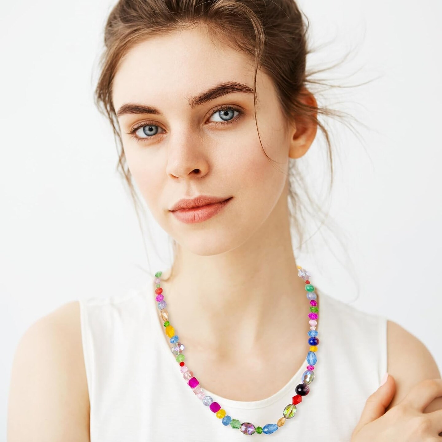 636pcs Glass Beads for Jewelry Making - Colorful Rainbow Craft Crystal Beads