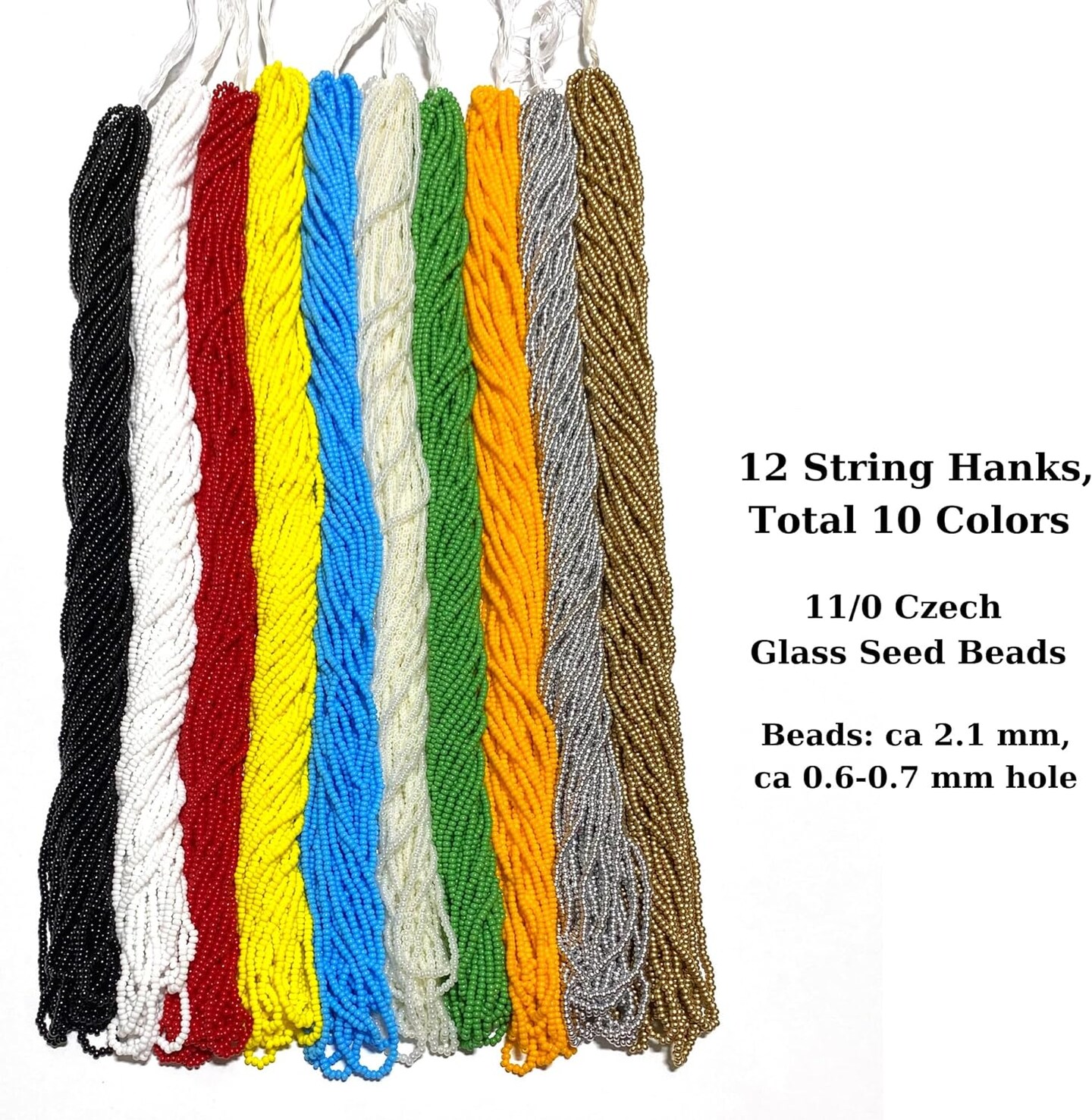Czech 11/0 Glass Seed Beads - 12 String Hanks, Navy Blue Color