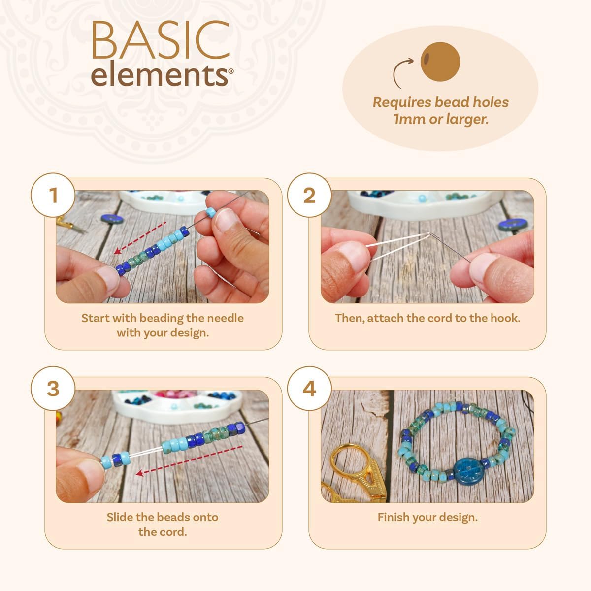 The Beadsmith Hook Eye Needle – Basic Elements – Fine Bead Stringing Tool, Quickly and Efficiently Load Beads onto Cord