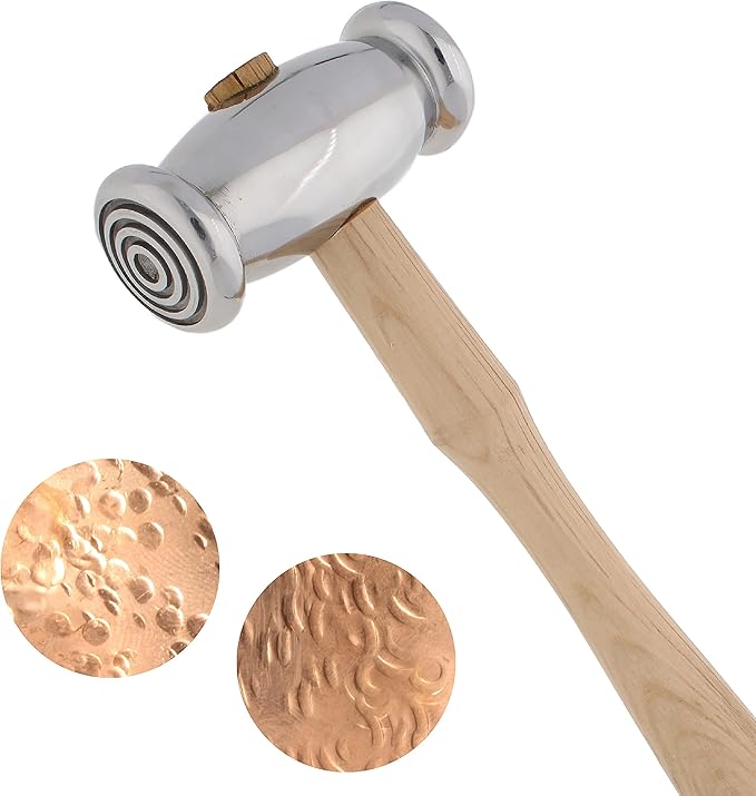 The Beadsmith Double-Faced Texture Hammer - Metal Elements Wooden Handle Steel Head - Texturing Tool Used to Add Patterns & Dimension to Metalwork