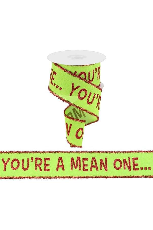 2.5&#x22; Your A Mean One Royal Tinsel Ribbon: Lime Green (10 Yards)