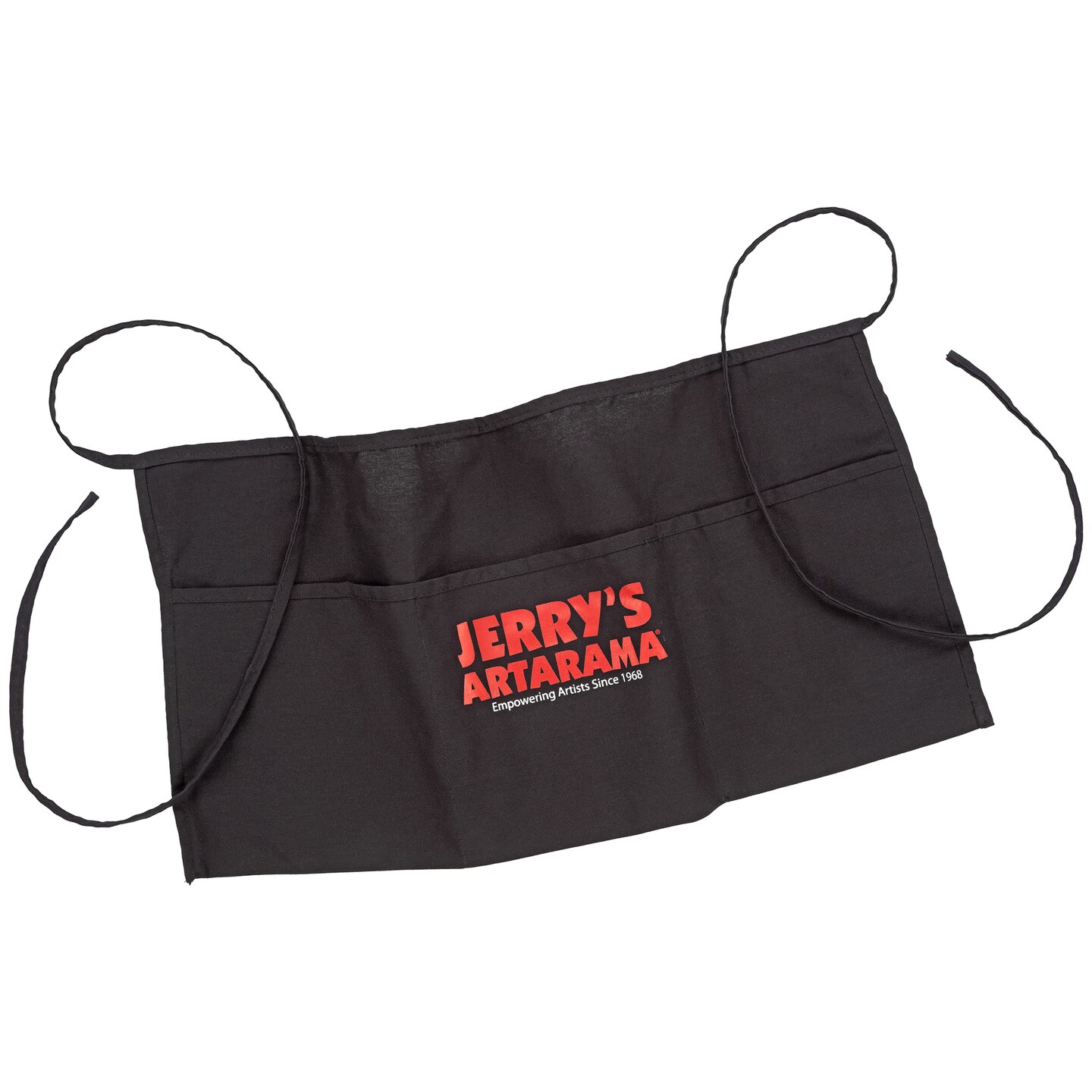 Jerry's Artarama Waist Apron for Art Supplies - Black Tie-Back Half-Apron with 3 Large Pockets, 24" W x 11-1/2" D, 45% Polyester, 55% Cotton, Machine Washable, Studio & Workshop Use