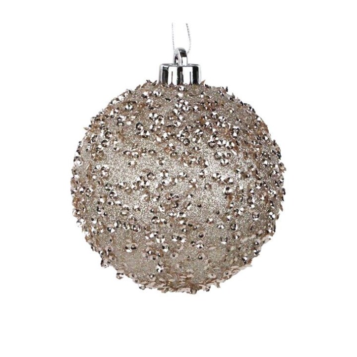 Taupe Glitter Christmas Ornament | 120MM Sequin Shatterproof Ball-XY8816CF