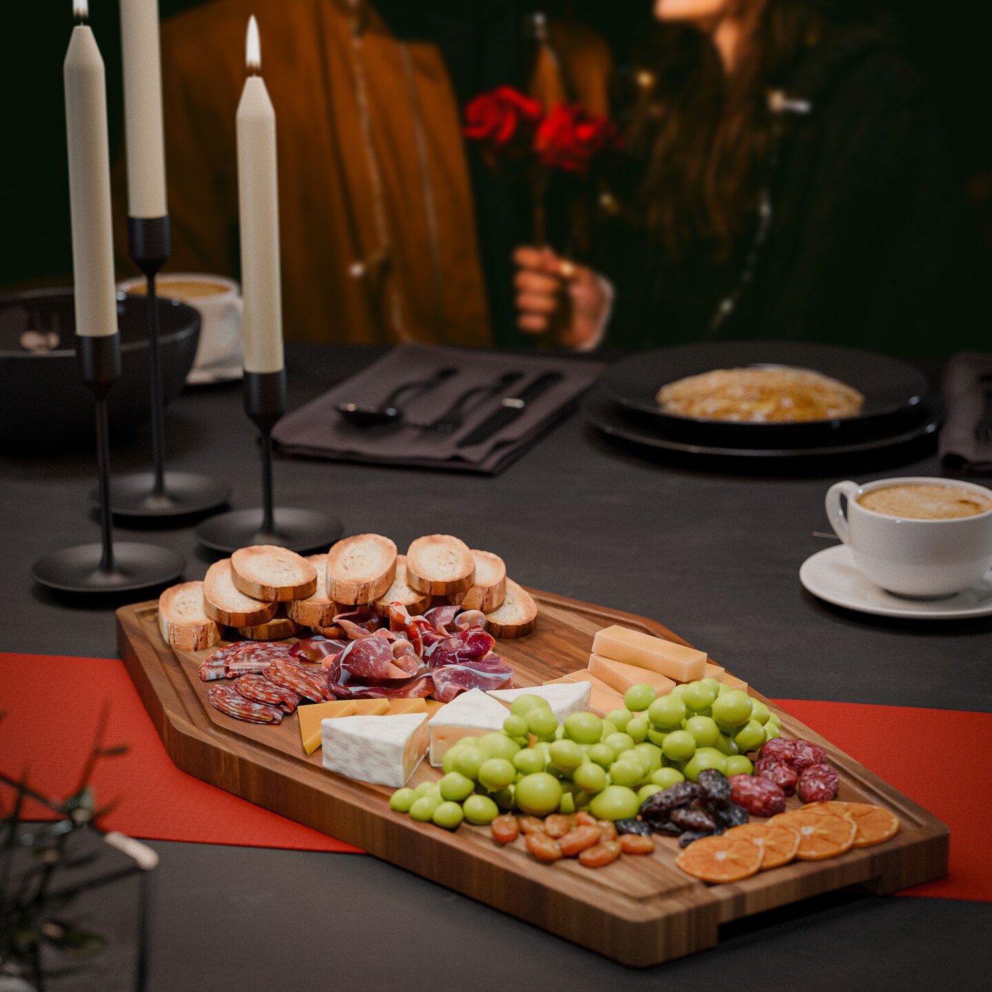 Large Coffin Charcuterie Board - Gothic Acacia Wood Coffin Shaped Cutting Board 17x10.5inch, Halloween Wooden Serving Tray, Goth Platter, Spooky Decor Gifts