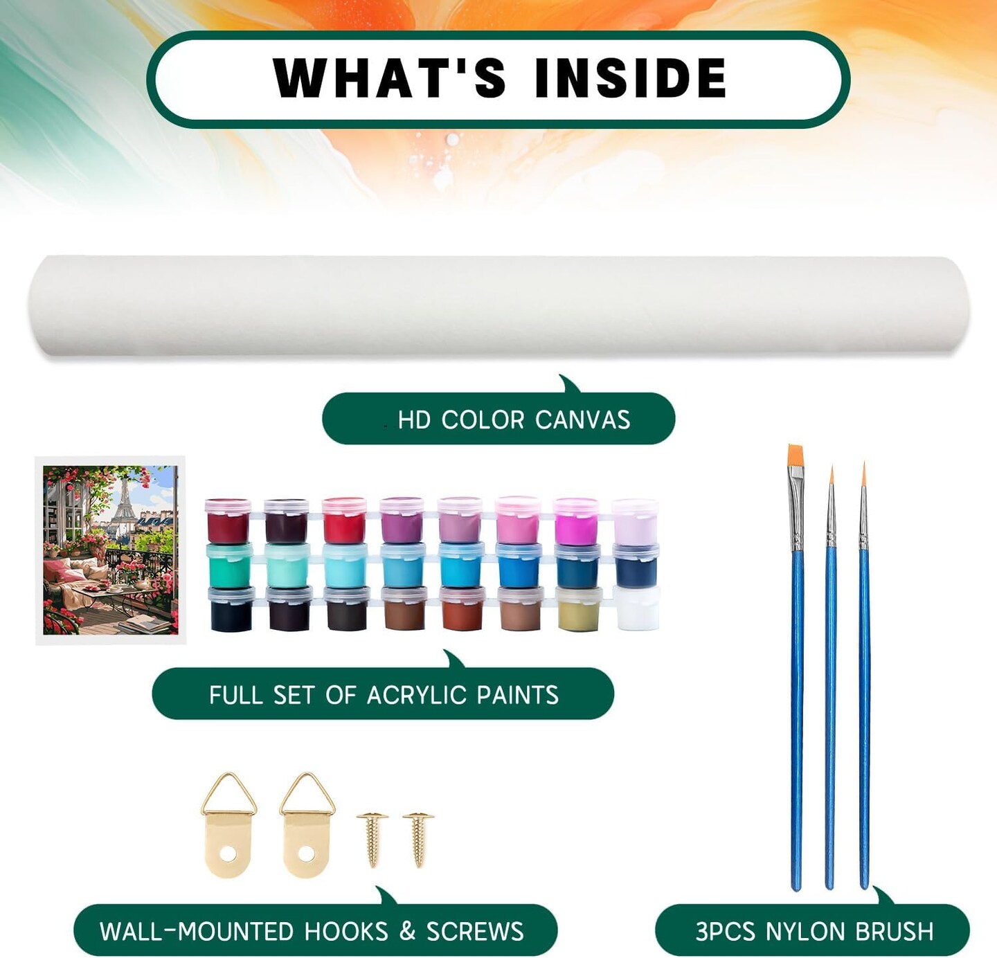 Paint by Numbers Kit for Adults – Eiffel Tower Landscape, 16x20" Canvas DIY Painting Set with Acrylic Paints & Brushes, Beginner-Friendly Home Décor Art Gift