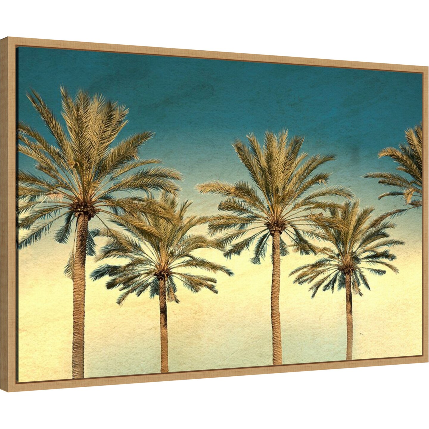 Distressed Palm Trees by Daniel Stein Framed Canvas Wall Art
