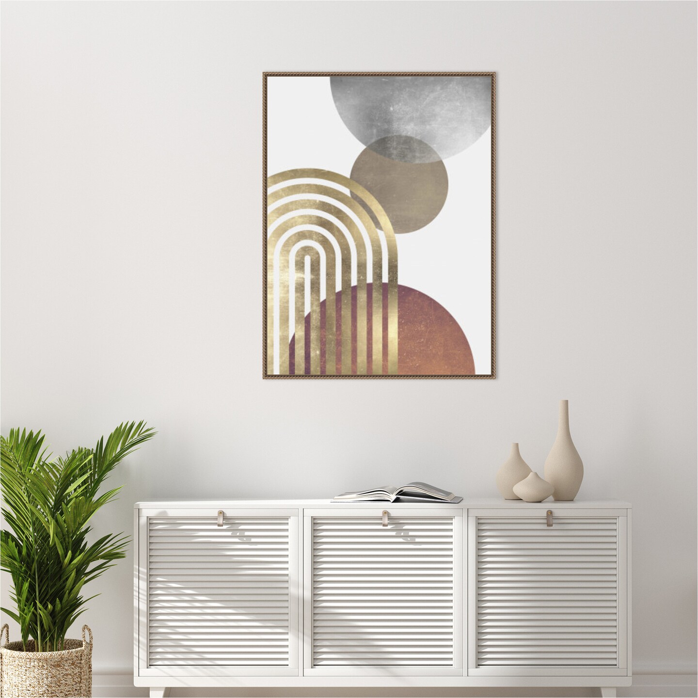 Composition lines and circles 2 by Vitor Costa Framed Canvas Wall Art