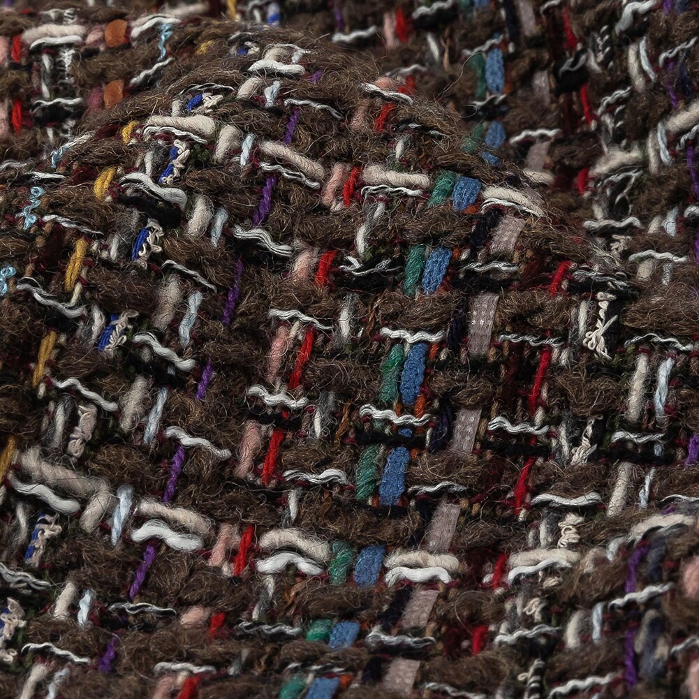1 Yard Black Coffee, Cream and Multicolor Tweedy Plaid Blended Wool Woven 58&#x2019;&#x2019; Width