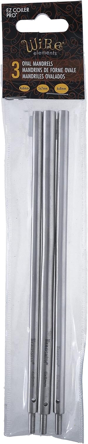 The Beadsmith Oval Mandrels &#x2013; Wire Elements &#x2013; Works with EZ Coiler Pro &#x2013; 3 Rods Make 4x6mm, 6x8mm &#x26; 5x7mm Oval Shapes &#x2013; Create Jump Rings, Coiled Beads, Beaded Coils, and Spirals