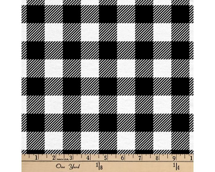 White Black Buffalo Plaid Flannel Fabric | By The Yard | Sewing and Crafting | 42 inches wide