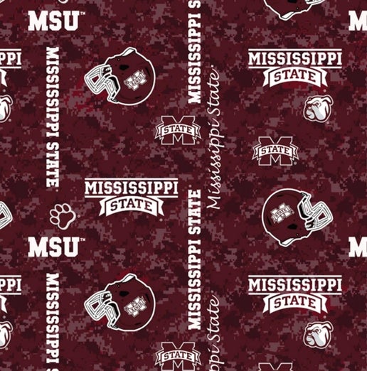 Licensed NCAA Mississippi State University Digi Camo Fleece MISST-1122 Fabric by the Yard