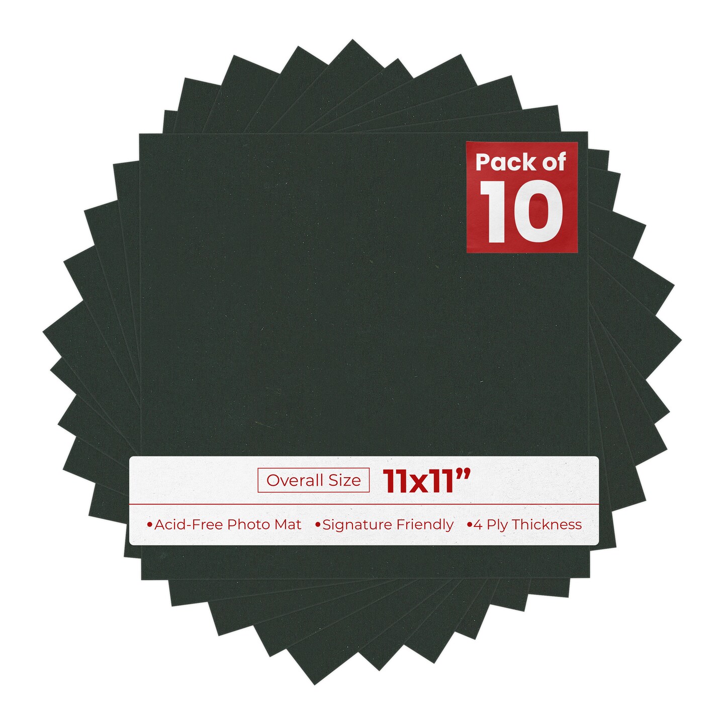 Textured Black 11x11 Uncut Mat Board - Blank Sheets, No Opening