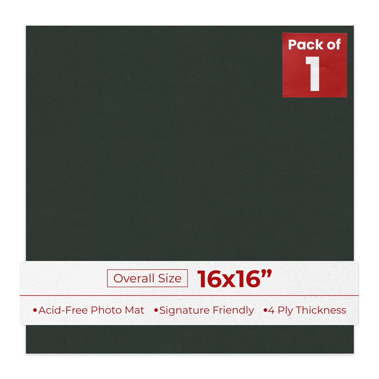 Textured Black 16x16 Uncut Mat Board - Blank Sheets, No Opening