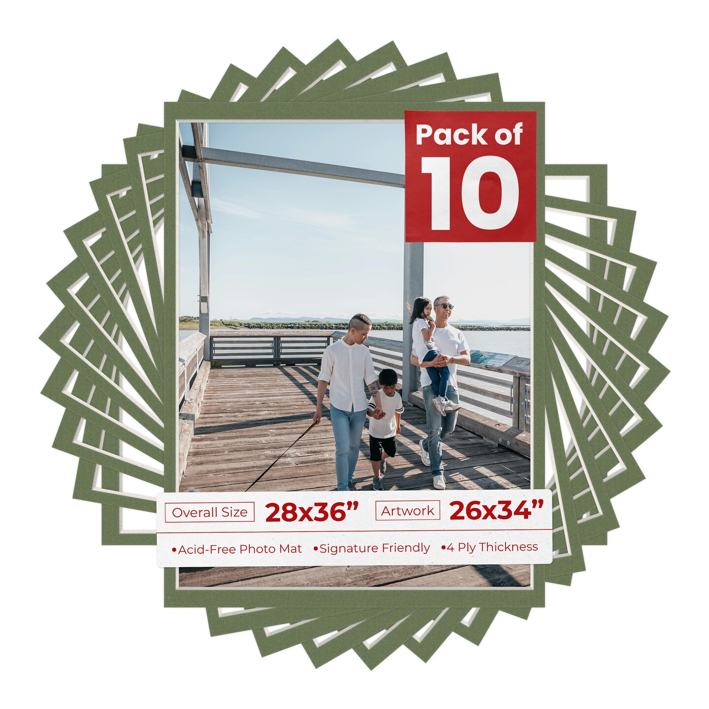 Dill Green Mat Board for 28x36 Frames - Fits 26x34 Photos, Color: Green ...