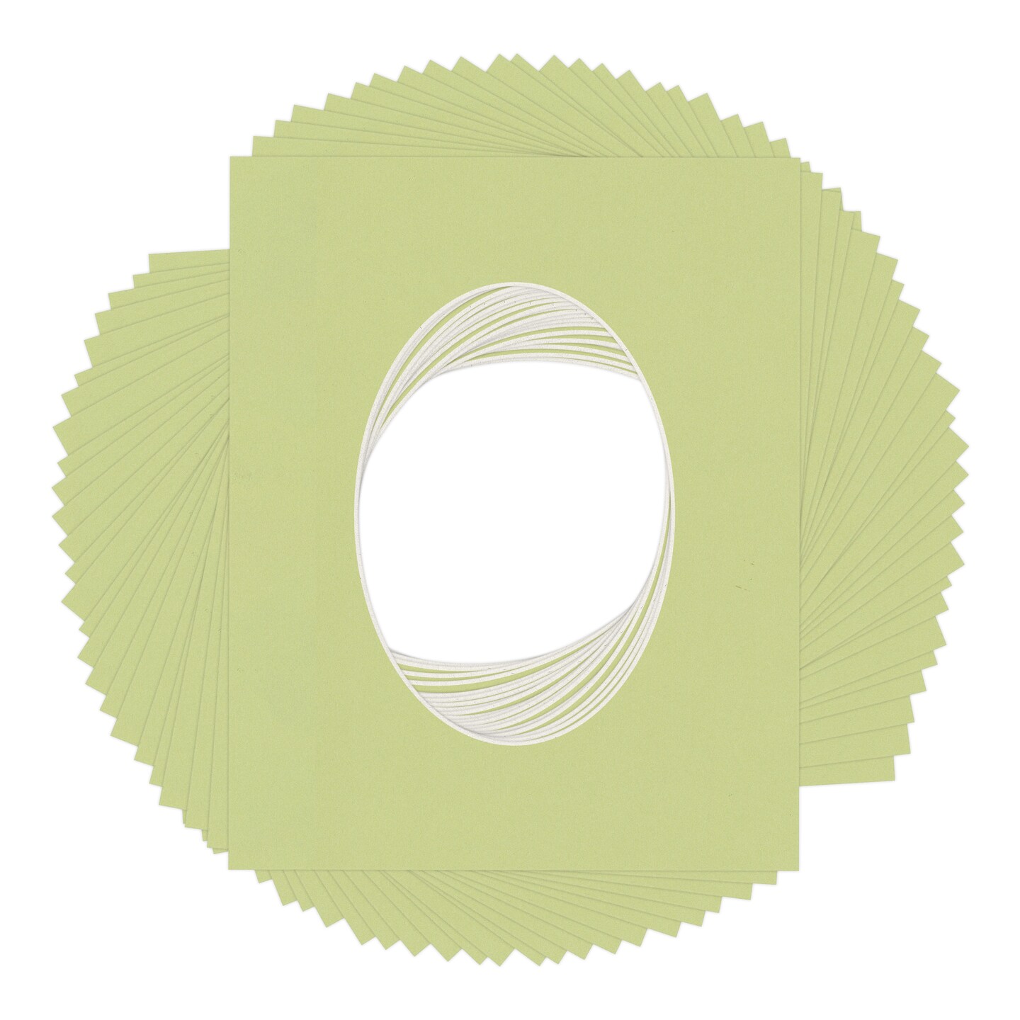 Pistachio Green Mat Board for 8x10 Frames - Oval Opening for 5x7 Photos