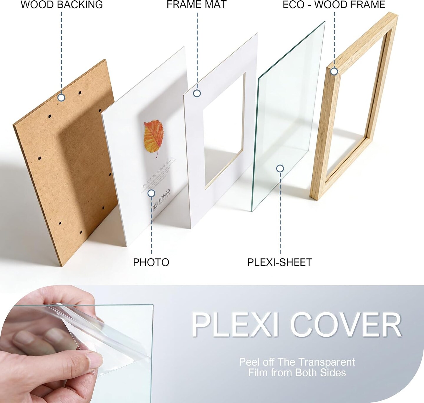 9x12 Solid Wood Picture Frame, Natural Oak Photo Frame for 6x8