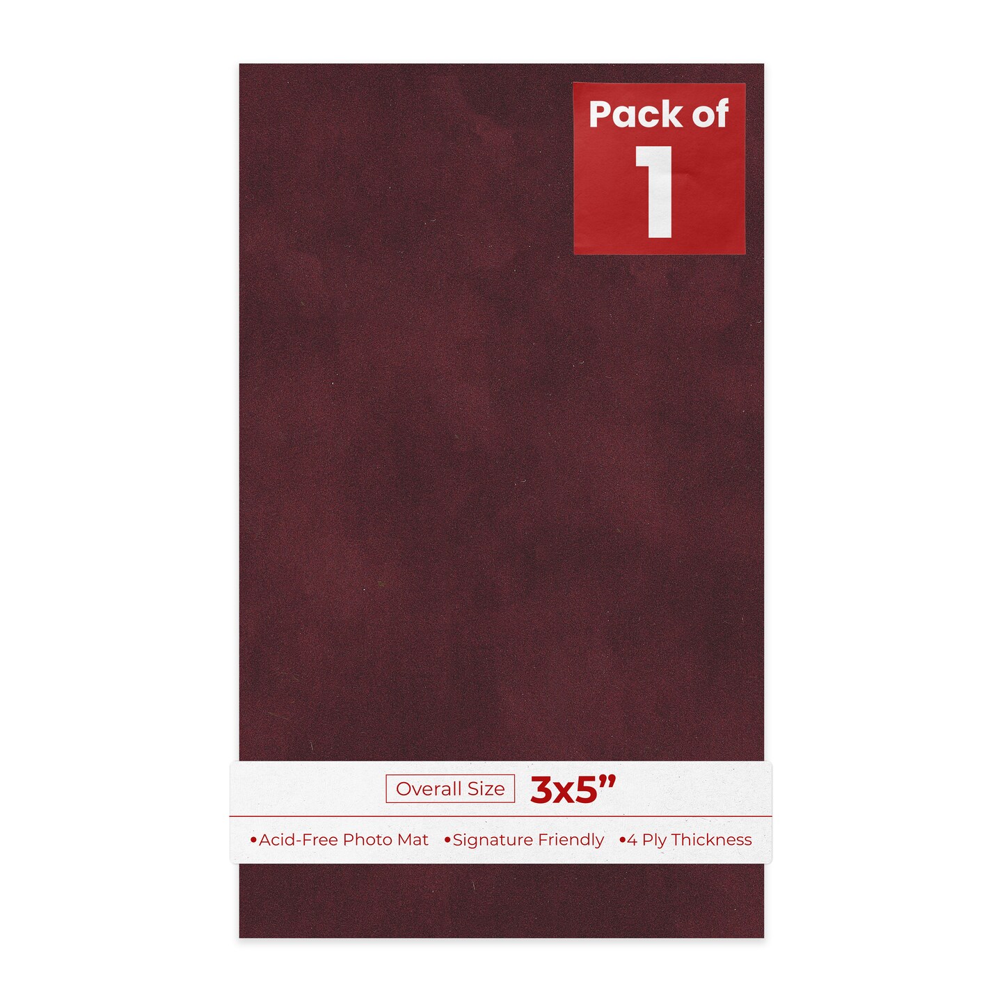 Dark Red Suede 3x5 Inch Uncut Mat Board - Blank Sheets, No Opening