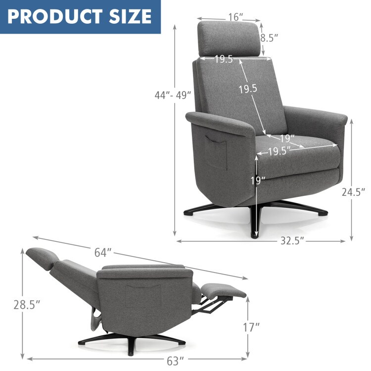 Swivel Massage Recliner Chair with Adjustable Headrest, 8 Modes and Remote Control