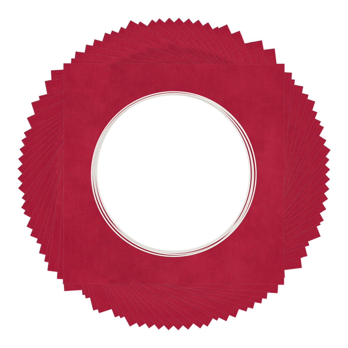 Red Suede Mat Board for 10x10 Frames - Circle Opening for 8x8 Photos