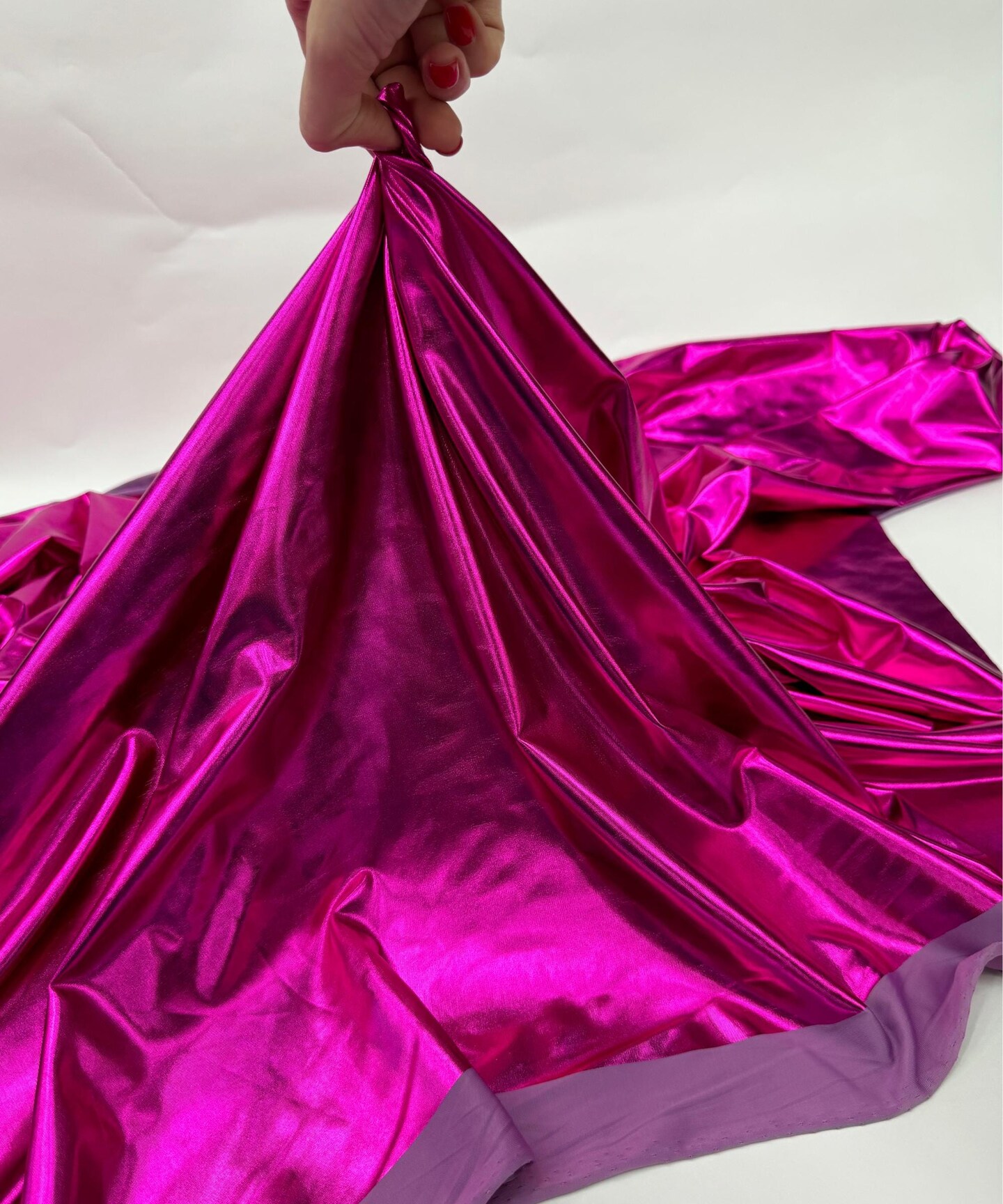 Fuchsia Metallic Gold Foil Lamé Spandex Fabric by the Yard, 60" Wide 4-Way Stretch