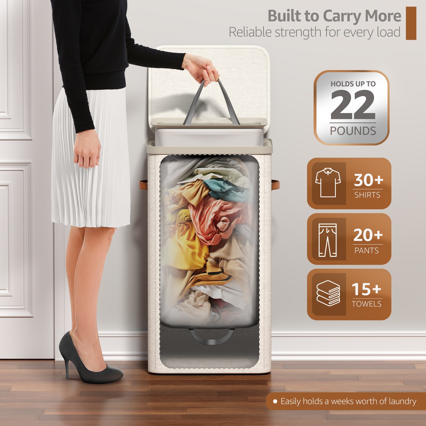 Sorbus Fabric Laundry Hamper - Collapsible Laundry Basket with Removable Laundry Bag