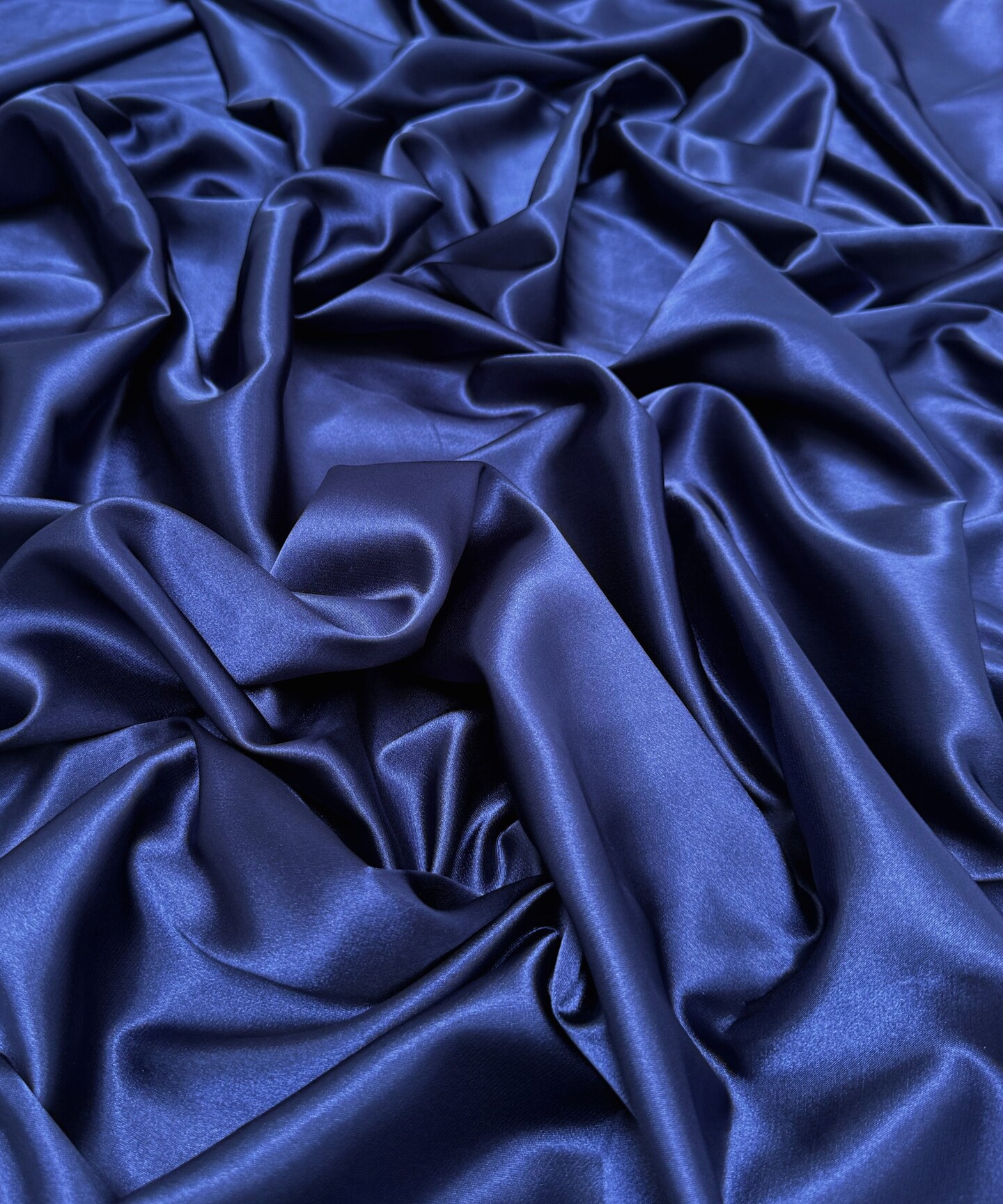 Navy Blue Stretch Charmeuse Satin Fabric by the Yard, 58" Wide Silky Lightweight Satin for Bridesmaid Dresses, Gowns, Lingerie