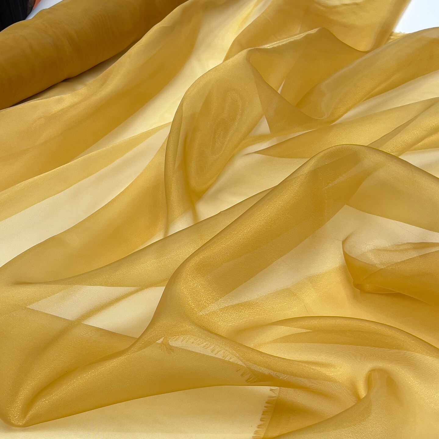 Gold Crystal Organza Fabric by the Yard, 60" Wide Sheer Lightweight Organza for Wedding Dresses, Event Decor, Curtains & Sewing