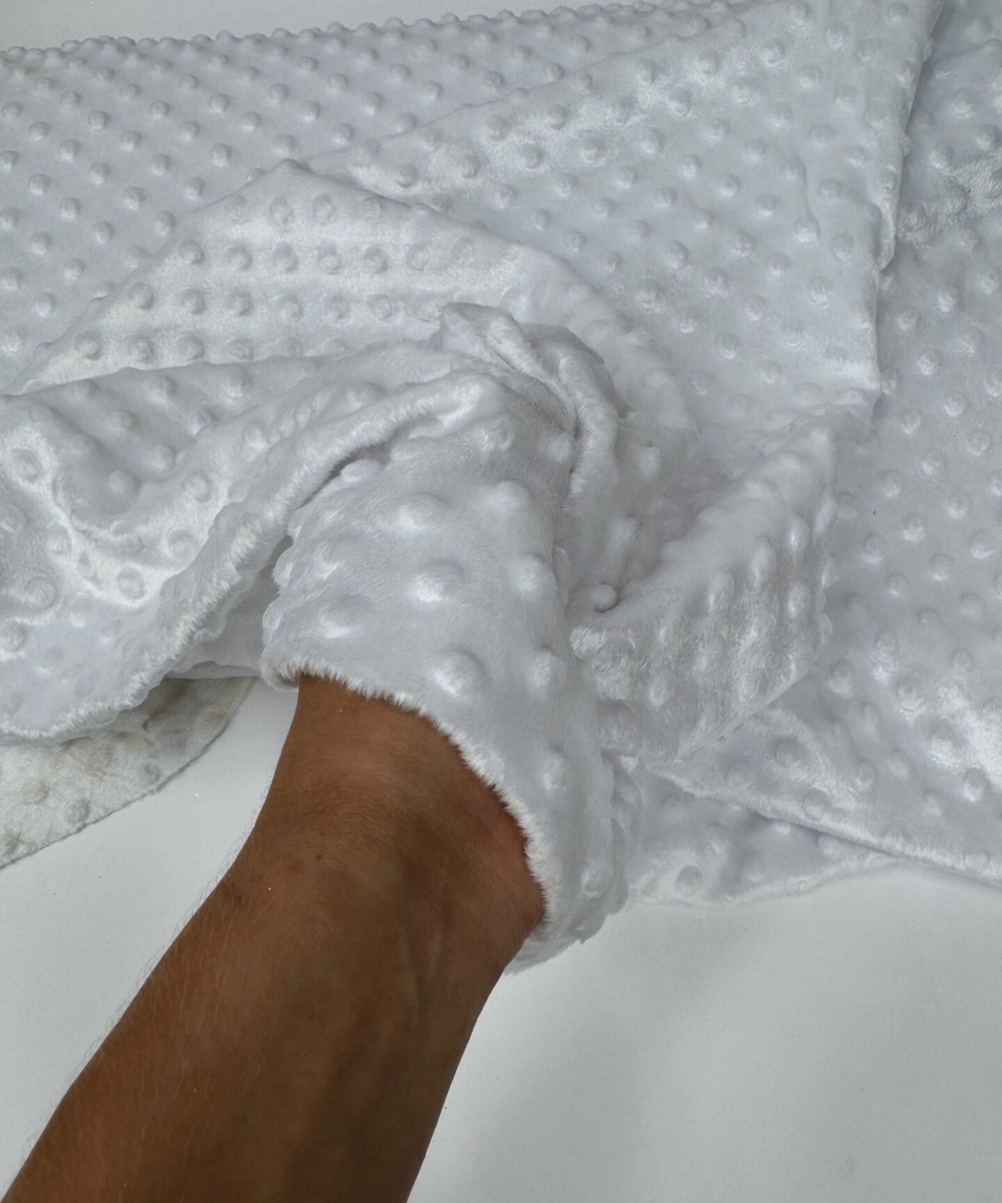 White Minky Dot Fabric by the Yard, 60" Wide Ultra-Soft Plush Minky Fabric for Baby Blankets, Nursery Decor, Plush Toys & Sewing