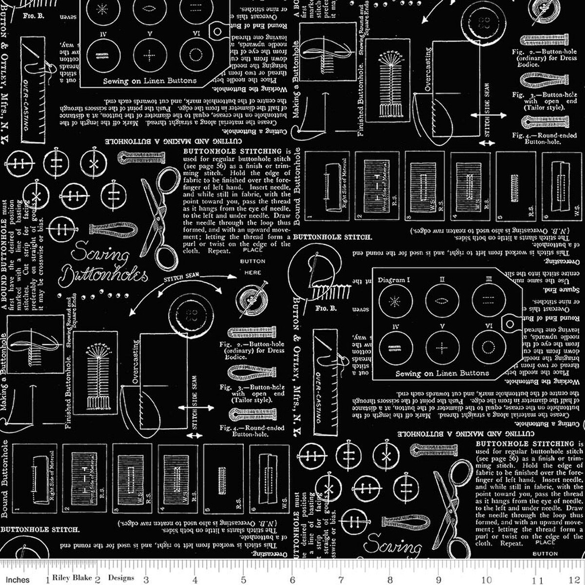 Sewing Notes in Black (c17348-black) | Sew America | J Wecker Frisch | Riley Blake