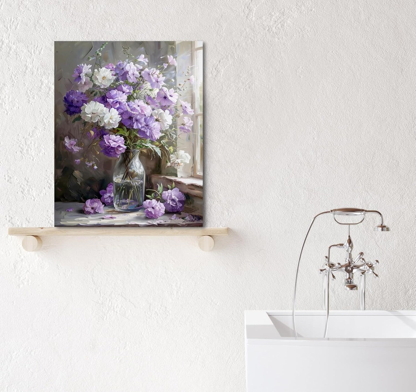 Paint by Number for Adults Beginner Students Canvas ONLY,Ideal Gift Choice for Festival, DIY Acrylic Painting Kit for Room Decor (Purple Flowers)