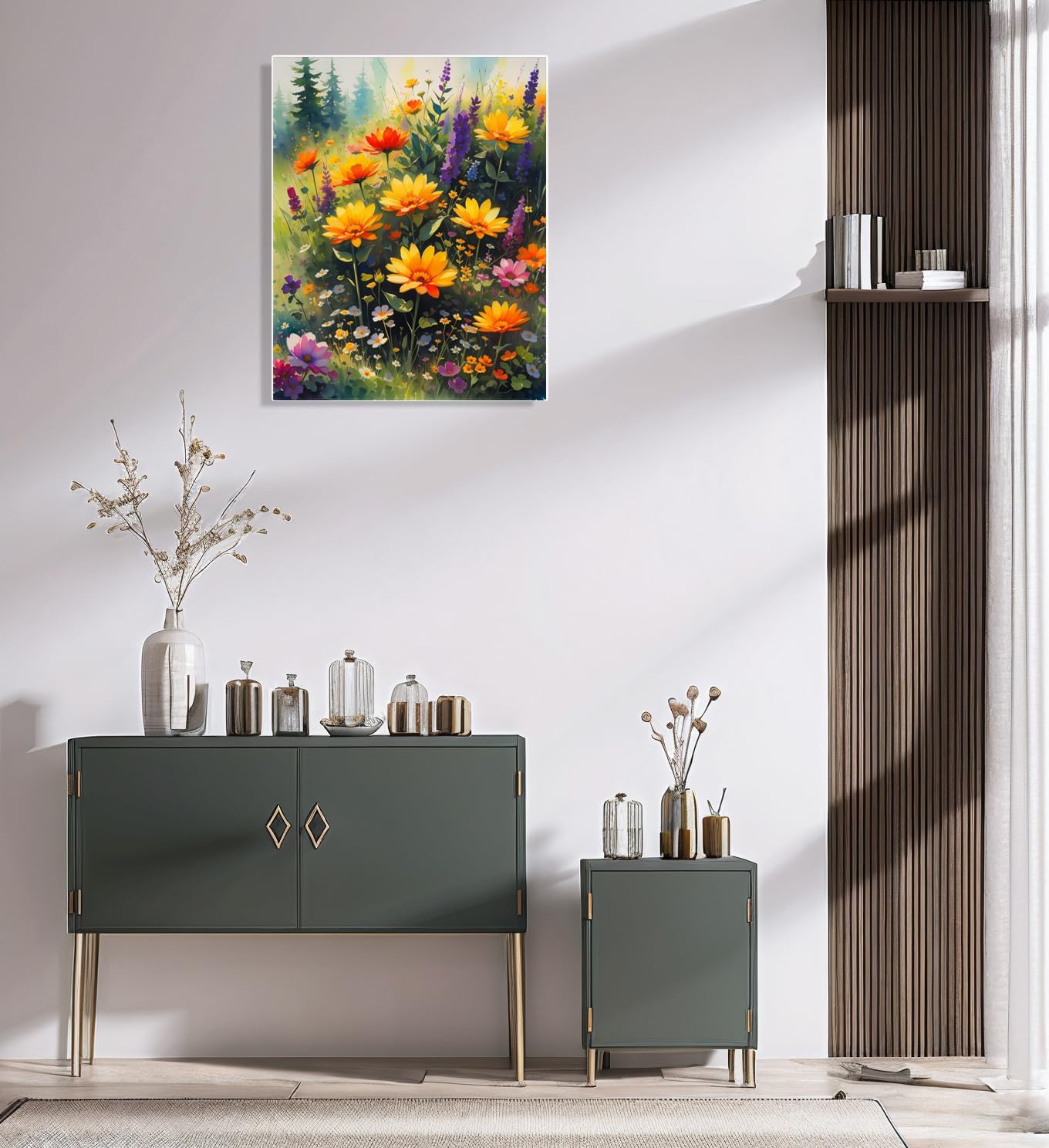 Paint by Numbers Kit for Adults Beginner, DIY Acrylic Painting Art on Canvas (12x16 Inch, Framed, Wild Flowers)