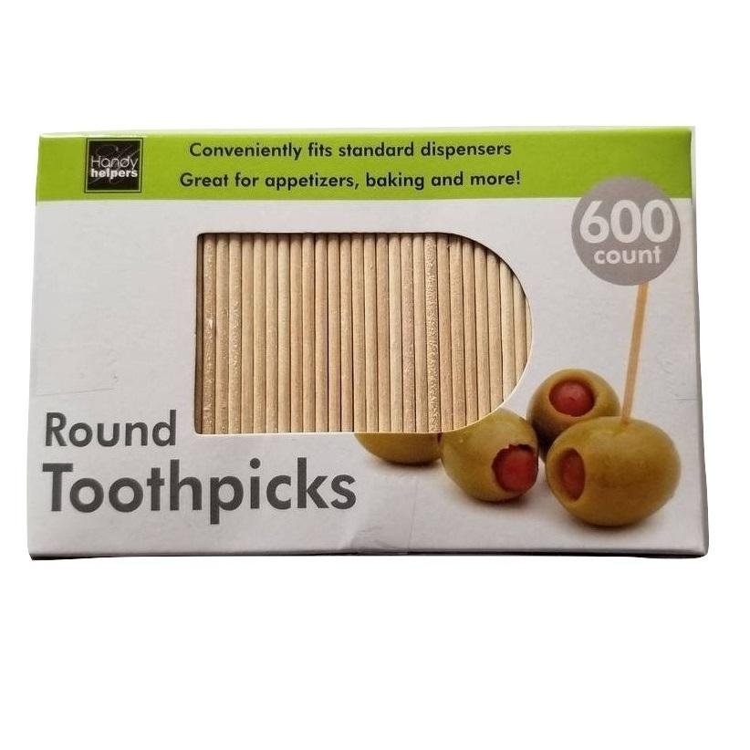 Handy Housewares 600-Count Round 2.5&#x22; Long Wooden Toothpicks - Great for Appetizers, Baking and more!