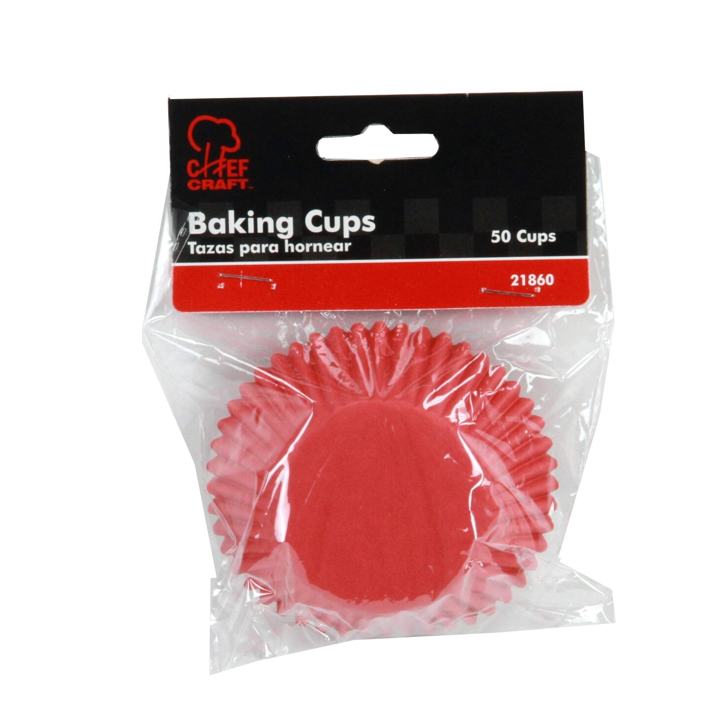 Chef Craft 50 Count Cupcake Liners Muffin Size Baking Cups - Bright Red