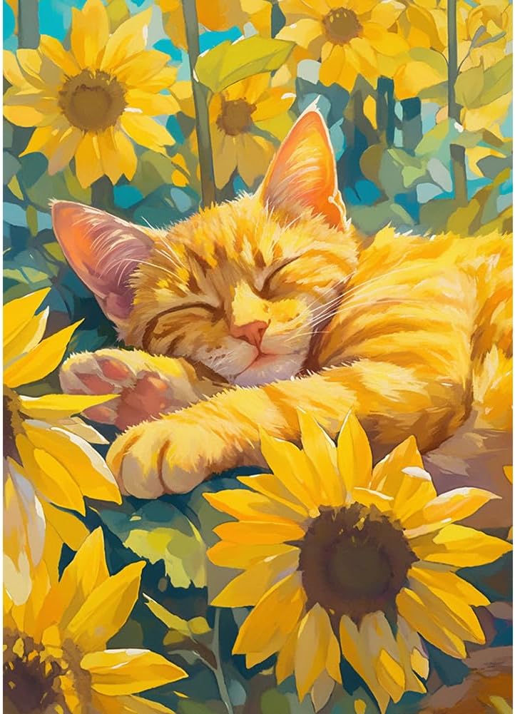 Orange Cat Diamond Art Painting Kits for Adults, Diamond Art Kits for Beginners, 5D DIY Full Drill Gem Craft for Home Decor Gift 12x16inch/30x40cm, Animal