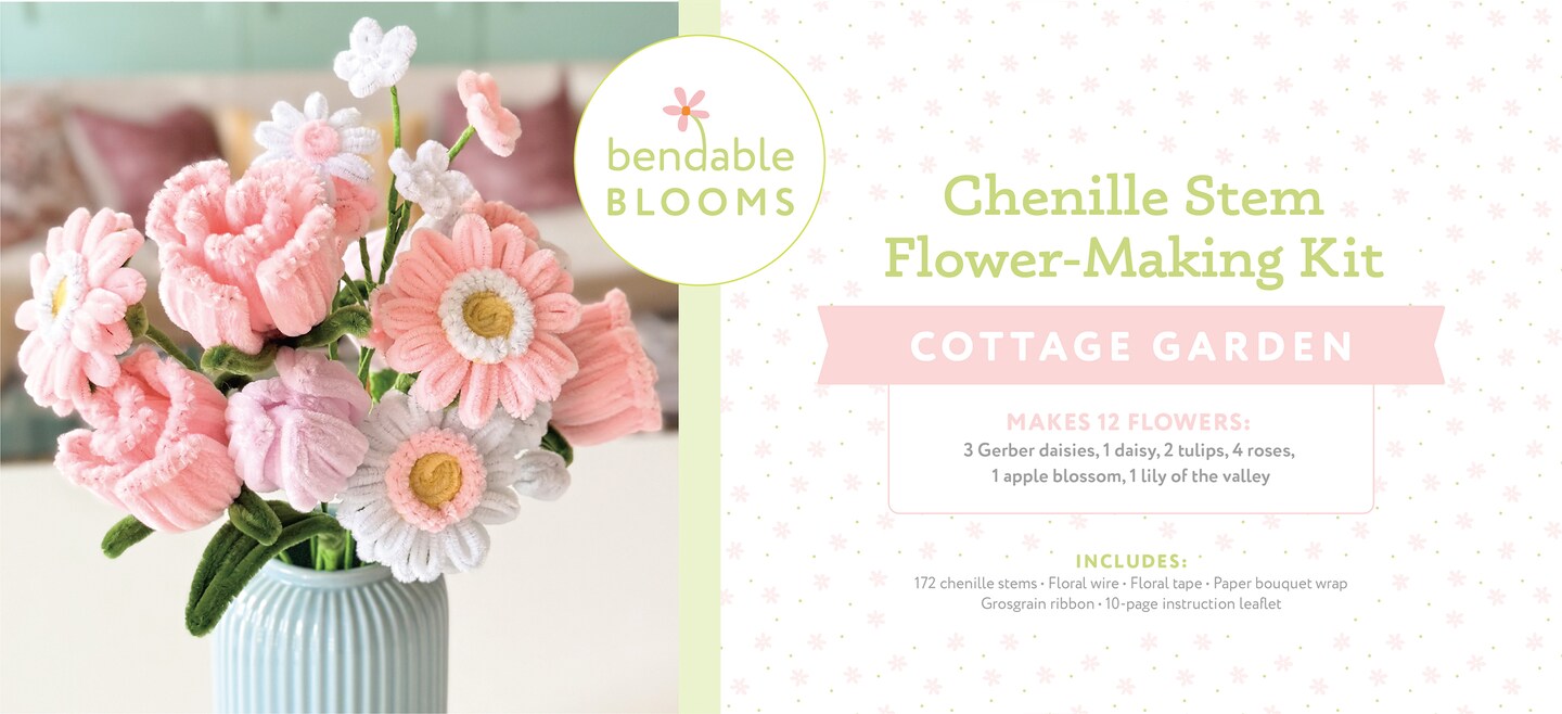 Bendable Blooms Chenille Stem Flower-Making Kit Cottage Garden: Everything You Need to Make a Beautiful Floral Bouquet