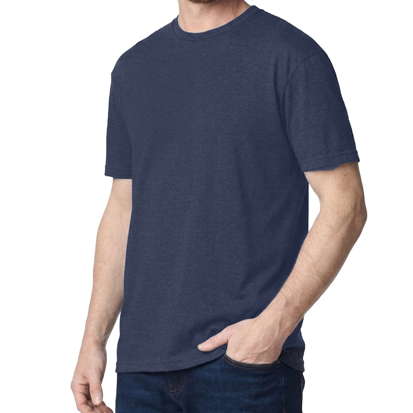 Gildan Men's Softstyle Lightweight Blank Tee for Crafting & Personalized Printing Projects, Heather Navy