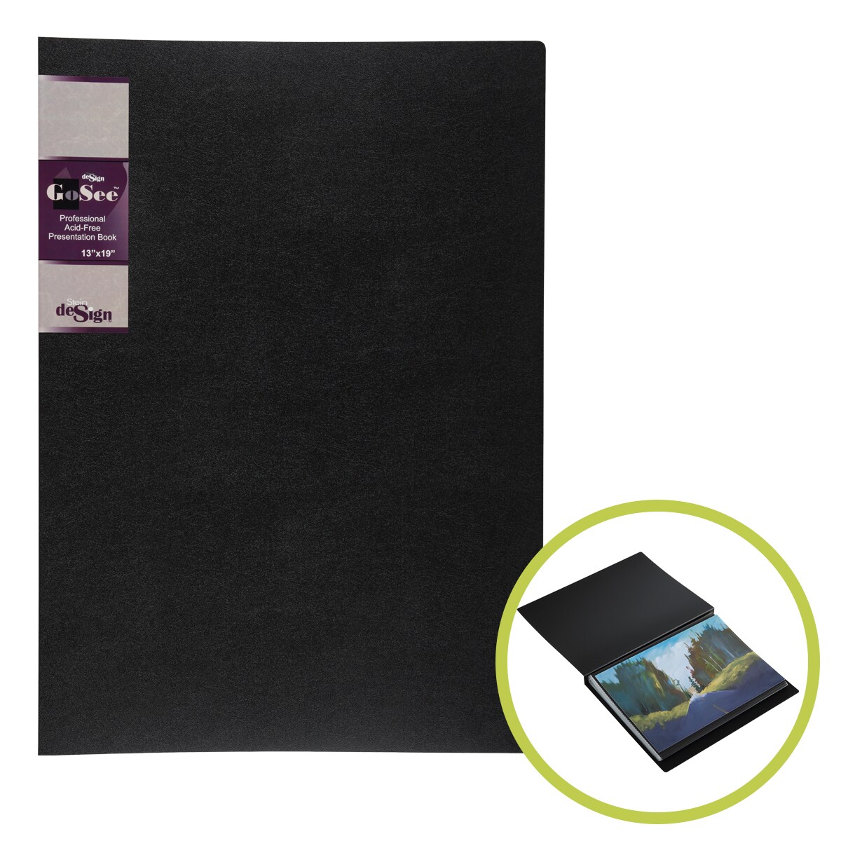 Stein Design GoSee Professional Archival Presentation & Portfolio Books, 13"x19" - Art Document Photo Organizer w/Rigid Cover, 24 Double-sided Acid-Free Pages w/ Side Welded Seam Sleeves & Dividers